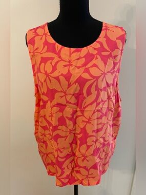 J. Crew Sleeveless Floral Top Pink/Peach Lightweight Summer Resort Tropical XL